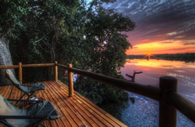 BEAUTIFUL VIEW OF SUNSET FROM A DECK AT XUGANA LAGOON