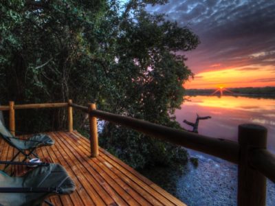 BEAUTIFUL VIEW OF SUNSET FROM A DECK AT XUGANA LAGOON