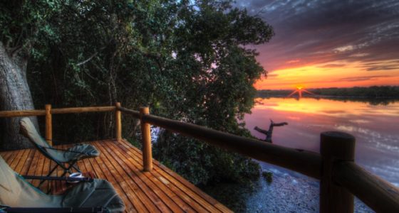 BEAUTIFUL VIEW OF SUNSET FROM A DECK AT XUGANA LAGOON