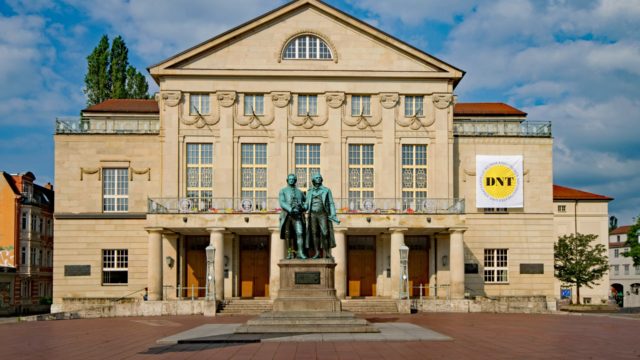 German National Theater and the statue of Schiller and Goethe