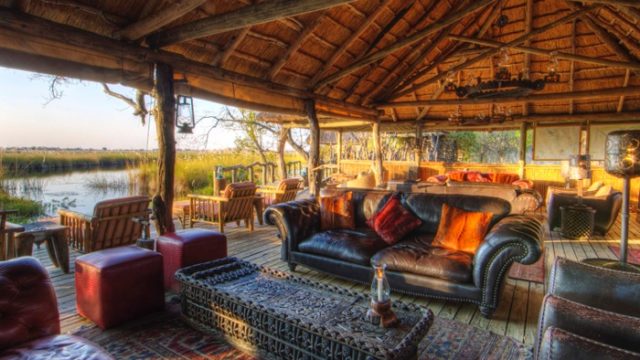 Lounge room at Xakanaxa camp botswana safari africa